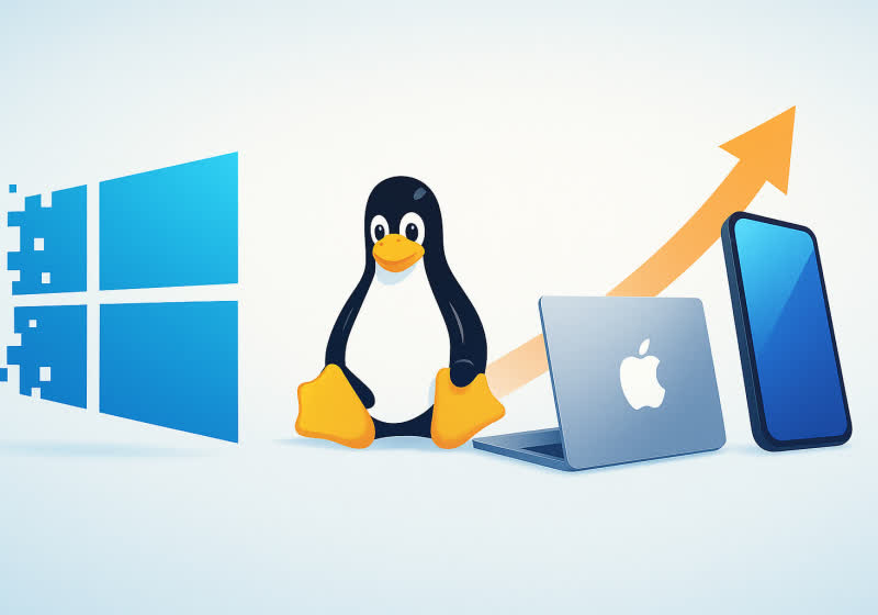 Linux surpasses 5% market share on US desktops for the first time