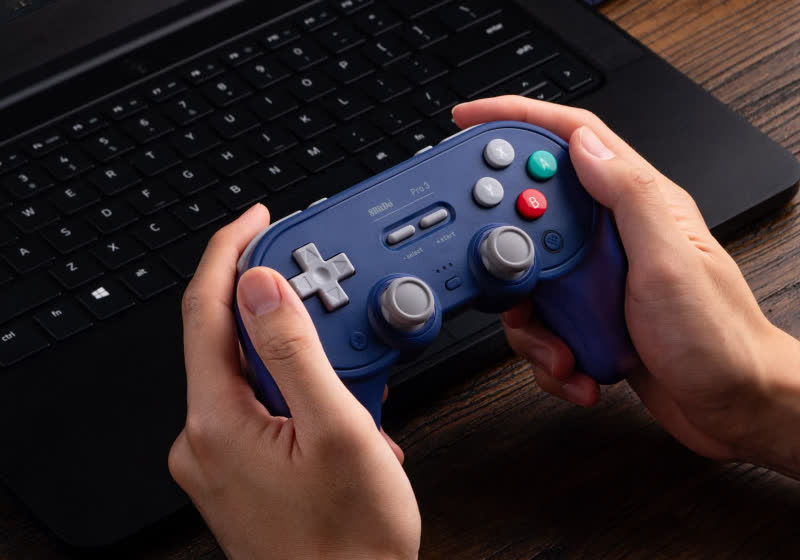 8BitDo's Pro 3 wireless gamepad features swappable ABXY buttons