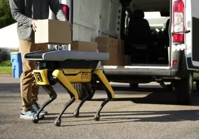 boston dynamics spot robots delivery with video